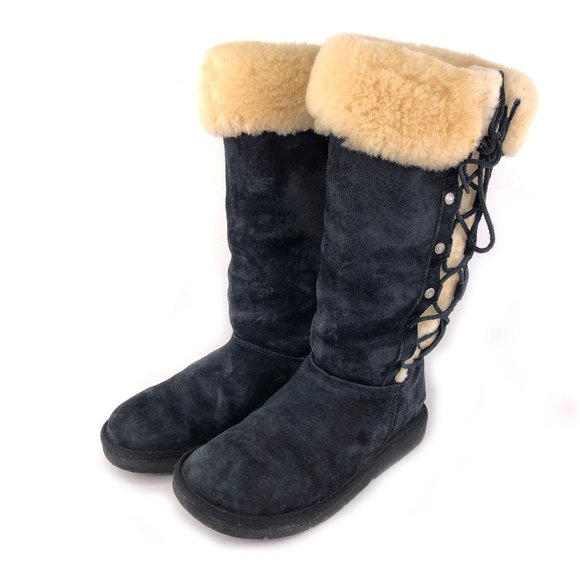 UGG Upside Shearling Cuff Sheepskin Winter Boots 7 - Picture 3 of 12